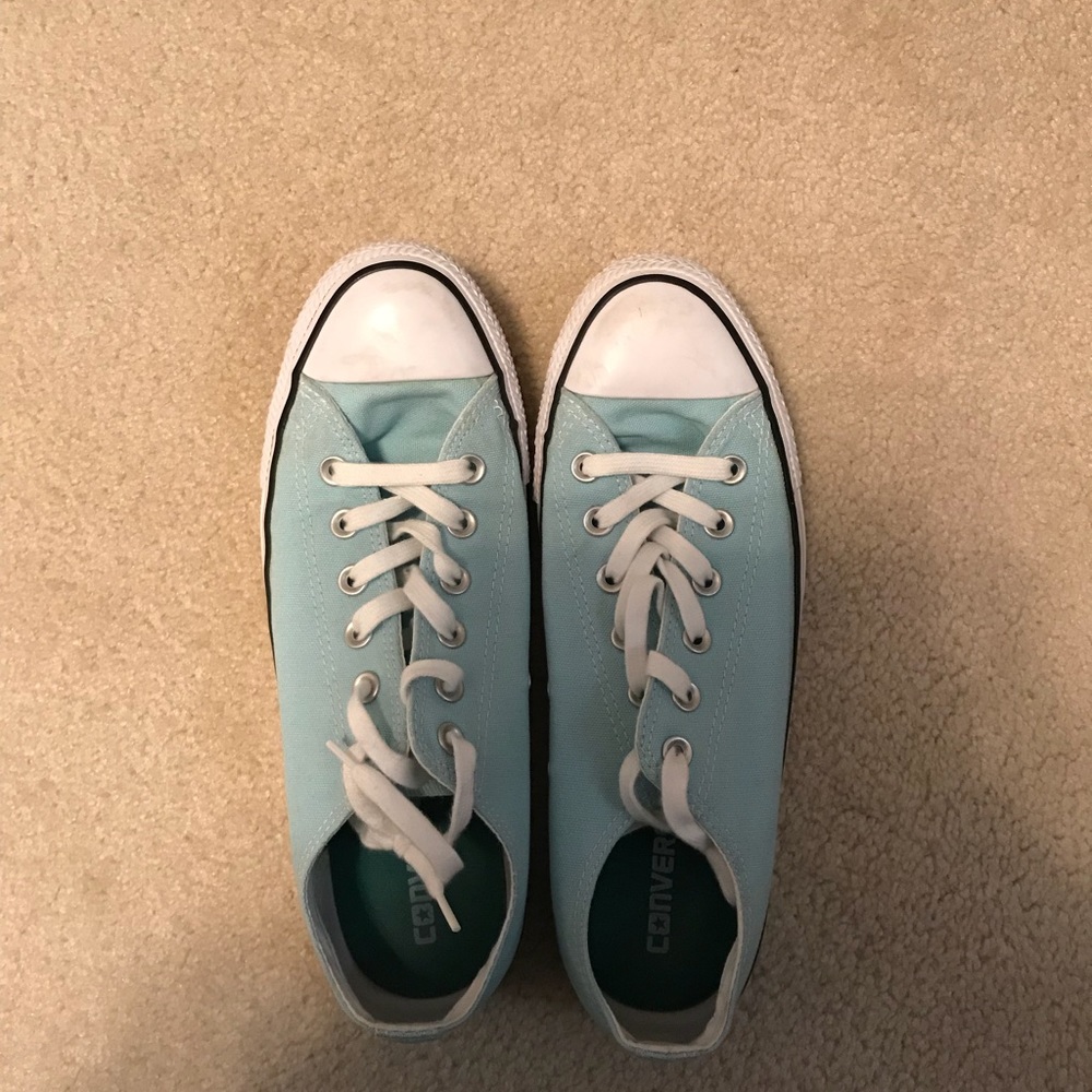 Light blue double tongue converse